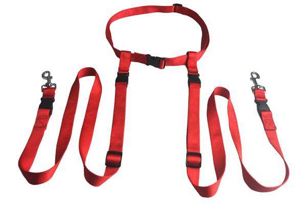 Trela ​​de nylon ajustável reflexiva para 2 cães para caminhar